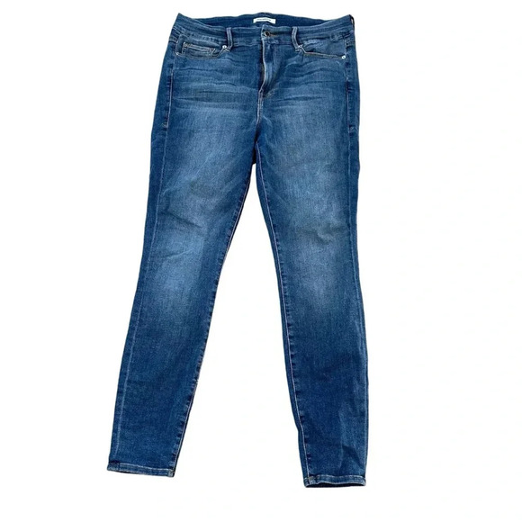 Good American Good Legs Medium Wash High Rise Skinny Ankle Jeans Sz 14/32 GUC - Picture 1 of 8